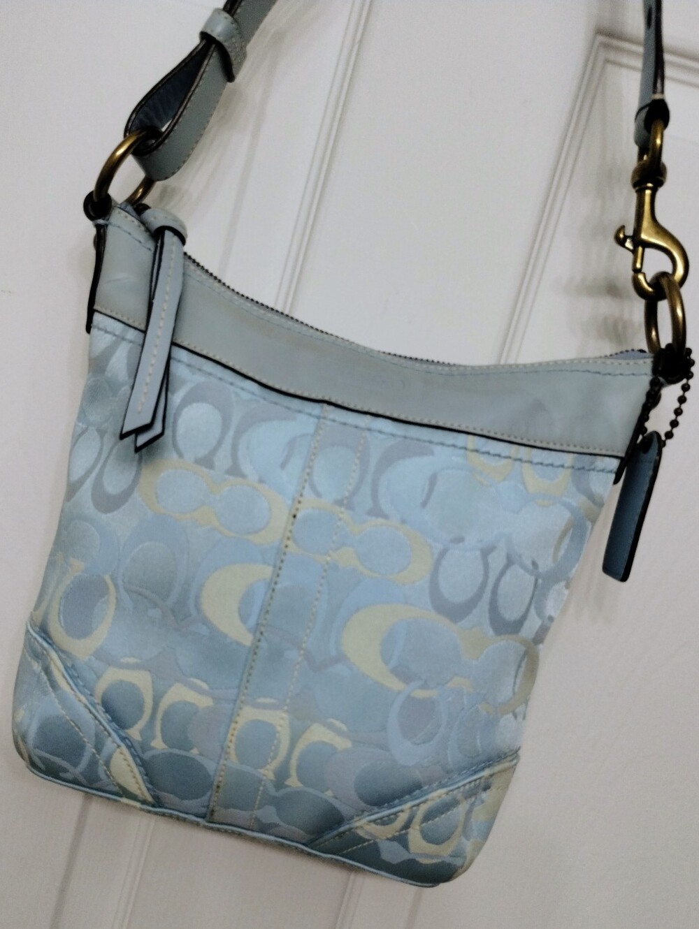 Coach Optic C Vintage Y2K Jacquard And Leather Crossbody Bag Blue - Picture 6 of 12